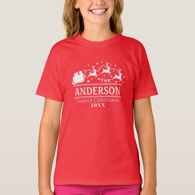 Weihnachtsmädchen Personalisiert Familienname Urla T-Shirt (Vorderseite)