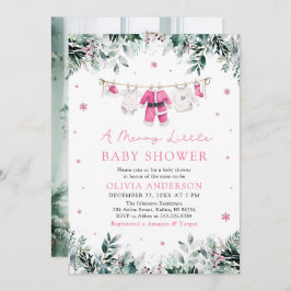 Weihnachtsmädchen Pink eine süße kleine Babydusche Einladung