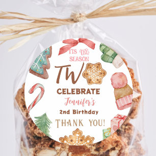 Weihnachtsmädchen Pink Winter Party Runder Aufkleber