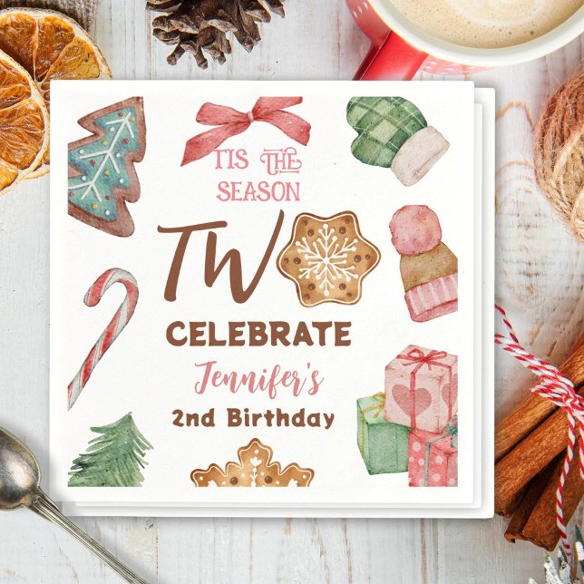 Weihnachtsmädchen Pink Winter Party Serviette (Von Creator hochgeladen)