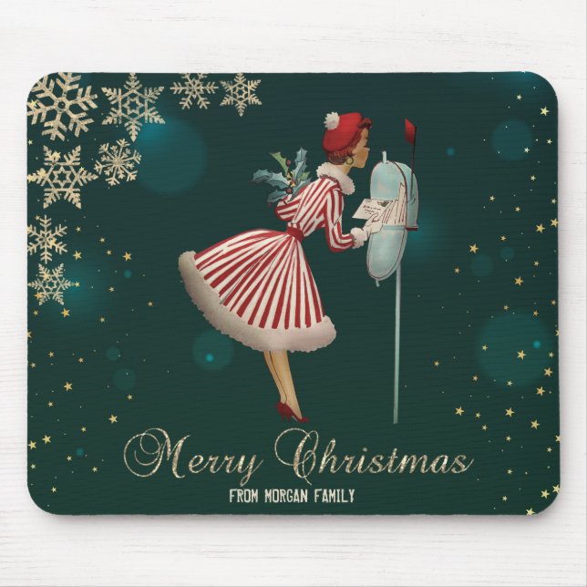 Weihnachtsmädchen, Schneeflocken Mousepad (Vorne)