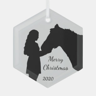 Weihnachtsmädchen und ihre Liebe Silhouette Ornament Aus Glas