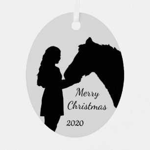 Weihnachtsmädchen und ihre Liebe Silhouette Ornament Aus Metall