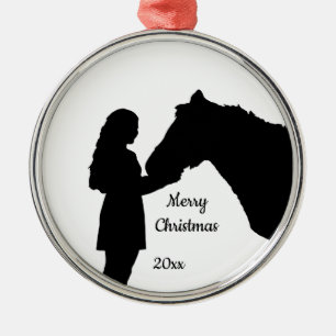 Weihnachtsmädchen und ihre Liebe Silhouette Ornament Aus Metall