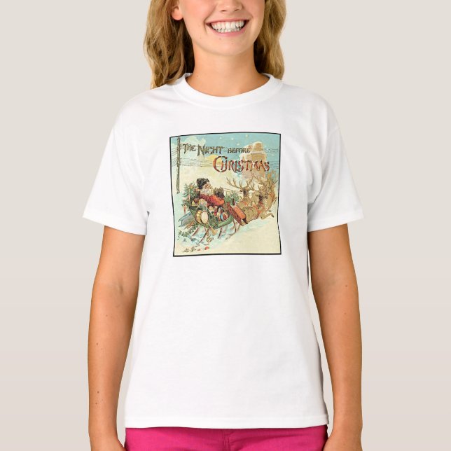 Weihnachtsmädchen Vintager Weihnachtsmann T-Shirt (Vorderseite)