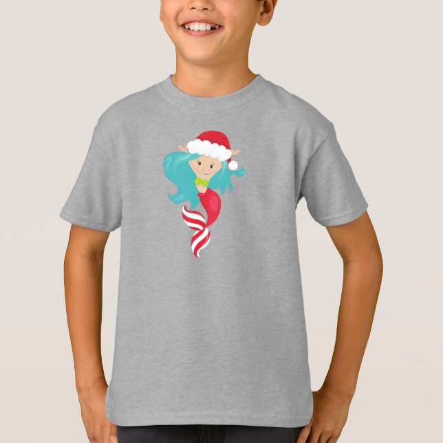 Weihnachtsmädchen, Weihnachtsmannmütze, Weihnachte T-Shirt (Vorderseite)