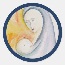 WeihnachtsMadonna und Kind Runder Aufkleber