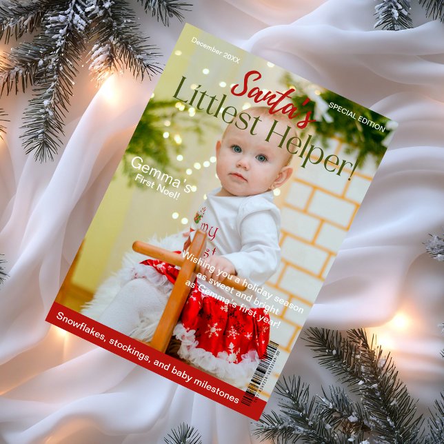 Weihnachtsmagazin Cover First Christmas Meilenstei Feiertagskarte (Christmas Magazine Cover First Christmas Milestone Holiday Card)