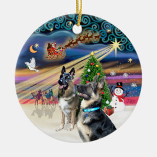 Weihnachtsmagie - Deutsche Hirten (zwei-2) Keramik Ornament