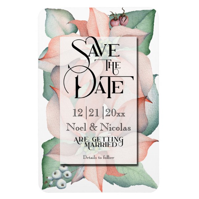 Weihnachtsmagie/Poinsettia Hochzeit - Save the Dat Magnet (Vertikal)
