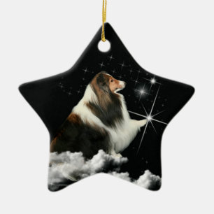 Weihnachtsmagie Sheltie Keramik Ornament