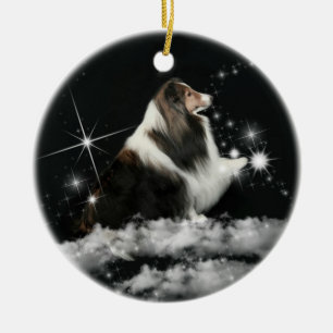 Weihnachtsmagie Sheltie Keramikornament