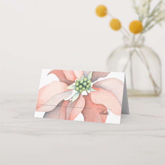 Weihnachtsmagie |Watercolor Poinsettia Wedding Platzkarte (Vorderseite)
