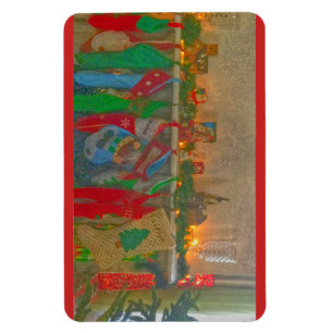 Weihnachtsmagnet-Strümpfe gehangen durch den Kamin Magnet