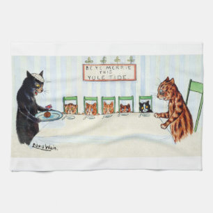 Weihnachtsmahl, Louis Wain Geschirrtuch