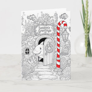 Weihnachtsmalbuch mit Hai Karte