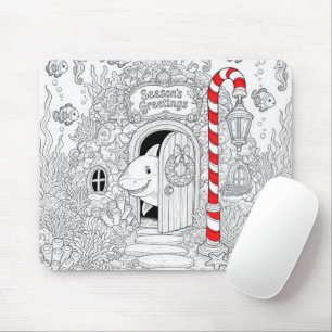 Weihnachtsmalbuch mit Hai Mousepad