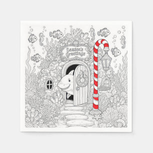 Weihnachtsmalbuch mit Hai Serviette