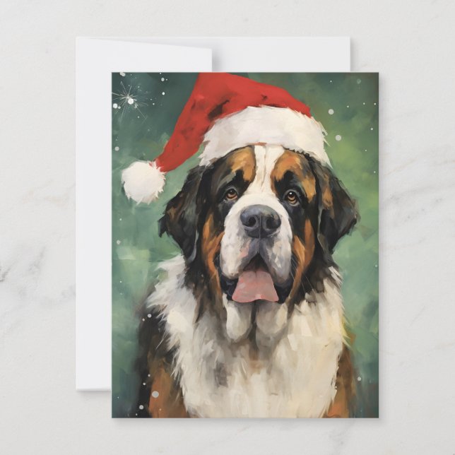 Weihnachtsmalerei St.Bernard Feiertagskarte (Vorderseite)