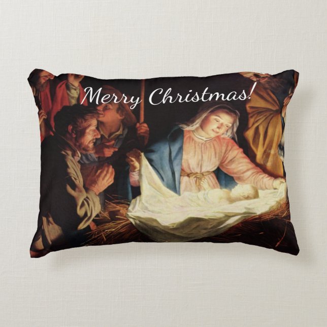 Weihnachtsmanagerszene Dekokissen (Vorderseite)