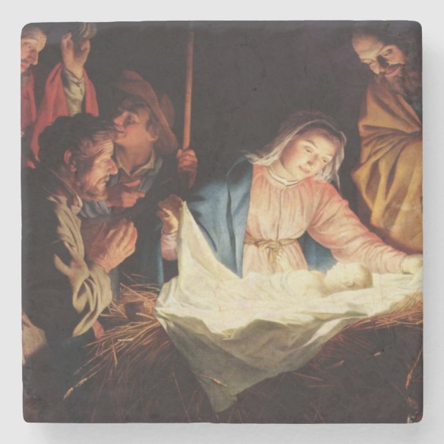 Weihnachtsmanagerszene Steinuntersetzer (Vorderseite)