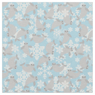Weihnachtsmanatee Winterblaue Schneeflocken Stoff