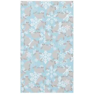 Weihnachtsmanatee Winterblaue Schneeflocken Tischdecke