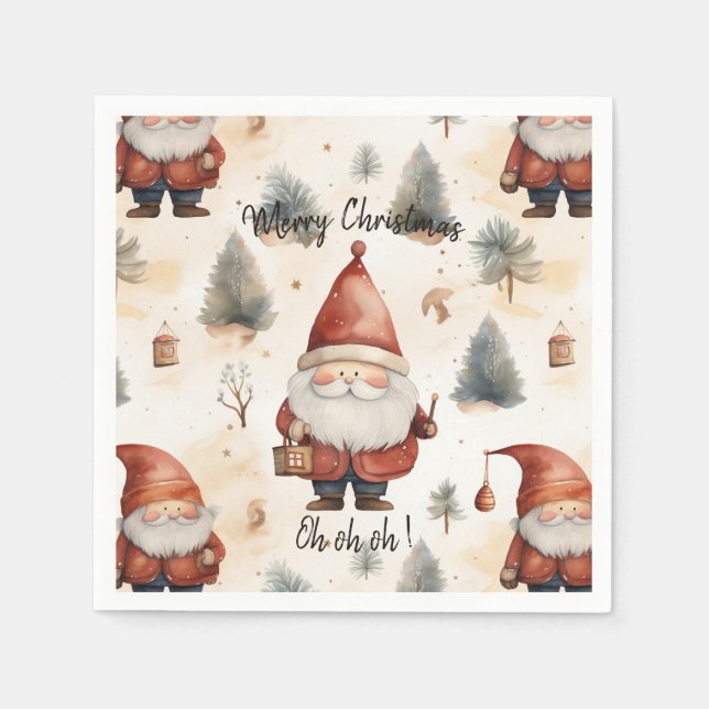 Weihnachtsmann 2 - Aquarell Serviette (Vorderseite)