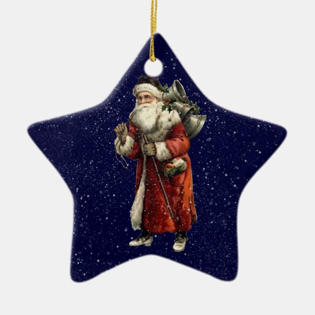 Weihnachtsmann & 3 Weiße Männer Weihnachtsstern &  Keramik Ornament (Vorne)