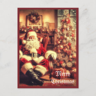 Weihnachtsmann AI-Kunstpostkarte im Vintage-Stil Postkarte