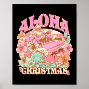 Weihnachtsmann Aloha Surfen Hawaiianisches Mele  Poster