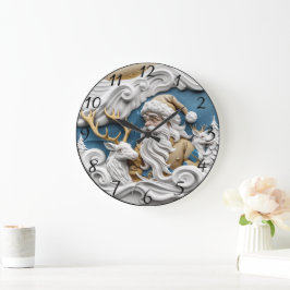 Weihnachtsmann am Heiligen Abend Große Wanduhr