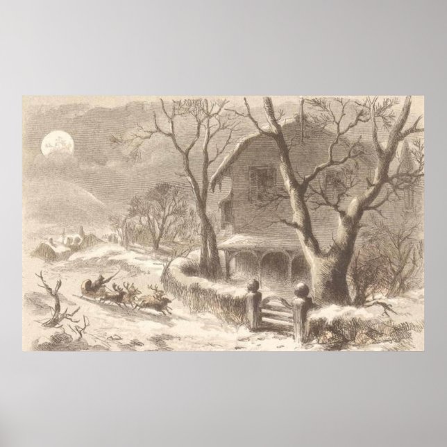 Weihnachtsmann am Heiligen Abend Poster (Vorne)