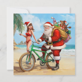 Weihnachtsmann am Strand, Frohe Weihnachten! Einladung