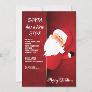 Weihnachtsmann an der Tür Neuer Adress Weihnachtsk Feiertagskarte