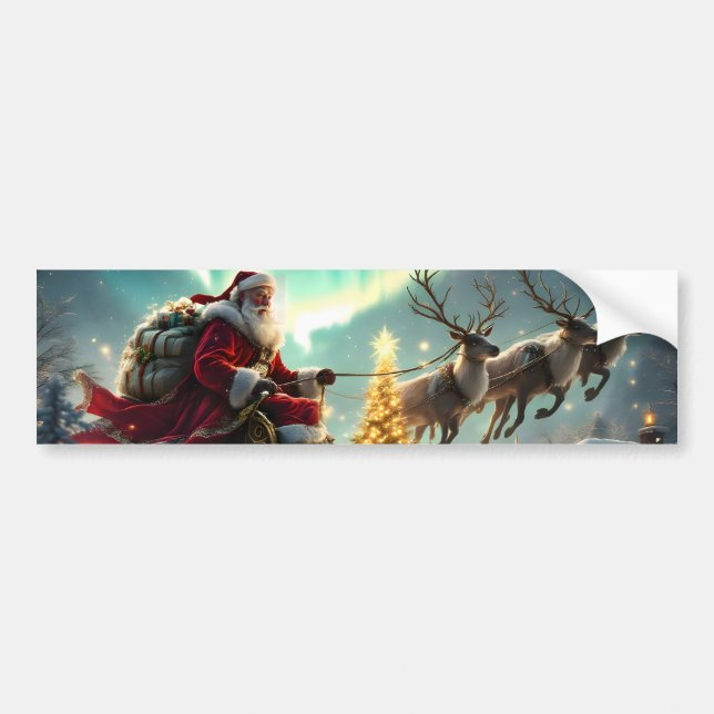 Weihnachtsmann Ankunft Autoaufkleber (Vorne)
