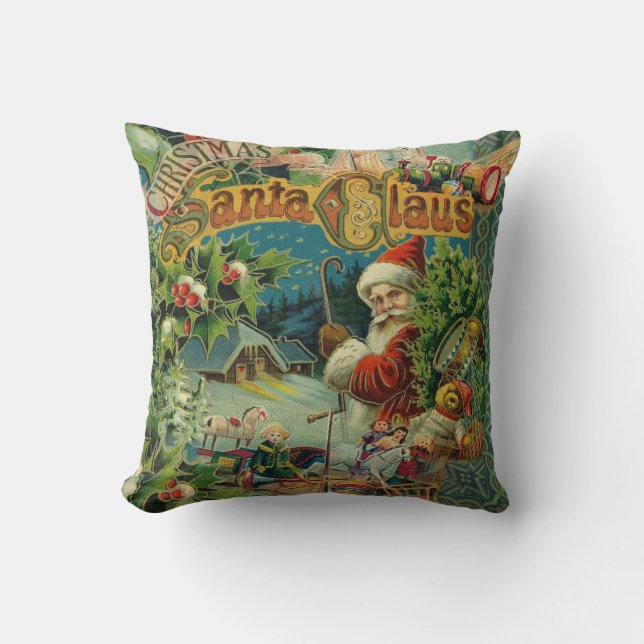 Weihnachtsmann Antike Kunst Kissen (Vorderseite)