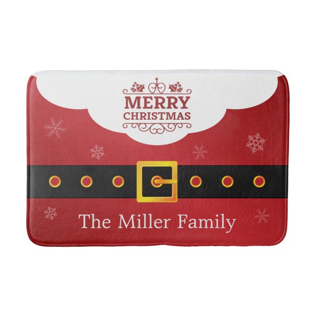 Weihnachtsmann-Anzugs-Schneeflocke-Dekor-frohe Badematte (Vorderseite)