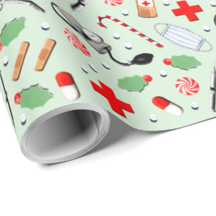 Weihnachtsmann Arzt Geschenkpapier