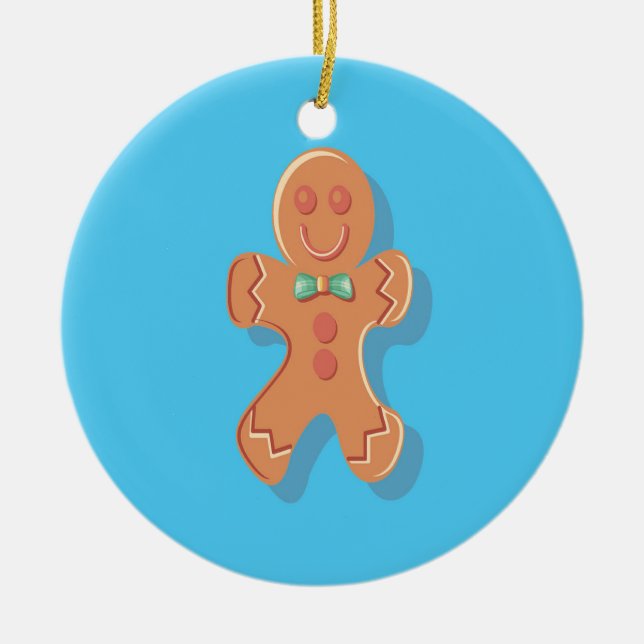 Weihnachtsmann auf blau keramik ornament (Vorne)