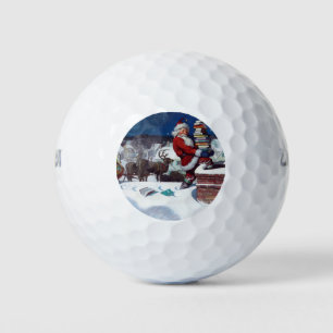 Weihnachtsmann auf Dach, Weihnachtsbücher ausliefe Golfball