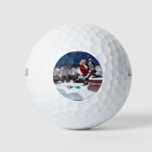 Weihnachtsmann auf Dach, Weihnachtsbücher ausliefe Golfball