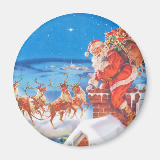 Weihnachtsmann auf dem Dach am Weihnachtsabend Magnet