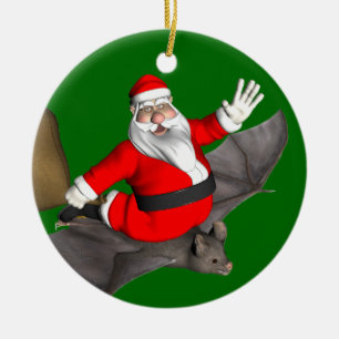 Weihnachtsmann auf dem Flug Keramik Ornament