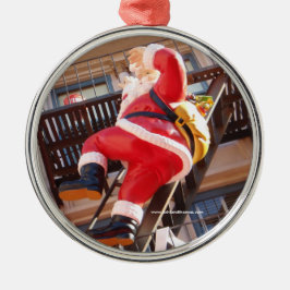 Weihnachtsmann auf dem Notausgang Silbernes Ornament