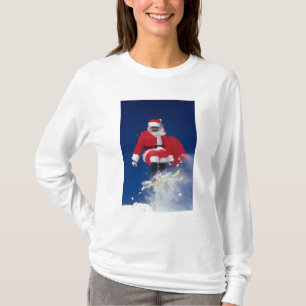 Weihnachtsmann auf dem Skispringen weg von einem T-Shirt