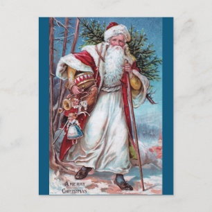 Weihnachtsmann auf dem Weg Feiertagspostkarte