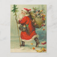 Weihnachtsmann auf dem Weg Postkarte