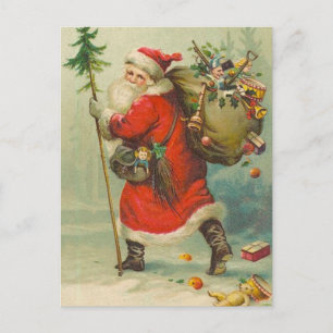Weihnachtsmann auf dem Weg Postkarte