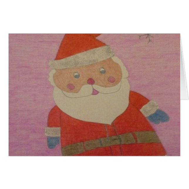 Weihnachtsmann auf der rosafarbenen Weihnachtskart (Vorderseite (Horizontal))